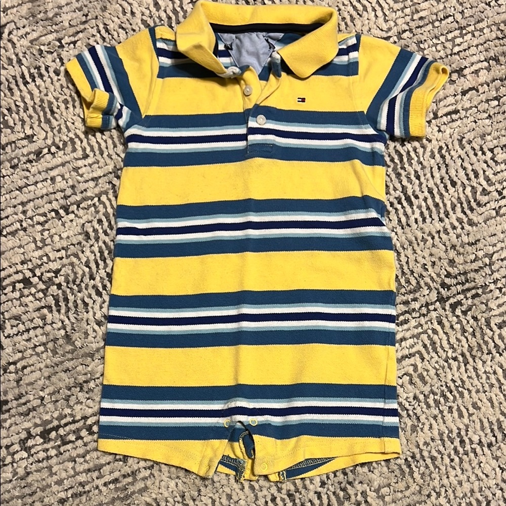 Striped Yellow and Blue Baby Romper